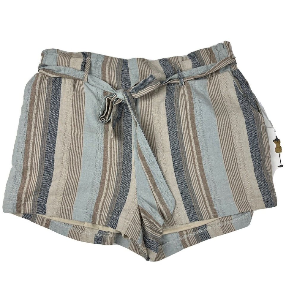 Purple Snow NWT Stripe Paper Bag Pull On Drawstring Lined Shorts Size Large